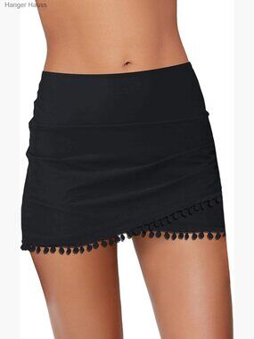 High Waisted Bikini Bottoms Ruched Swimsuit Tulip Hem Swim Skirt